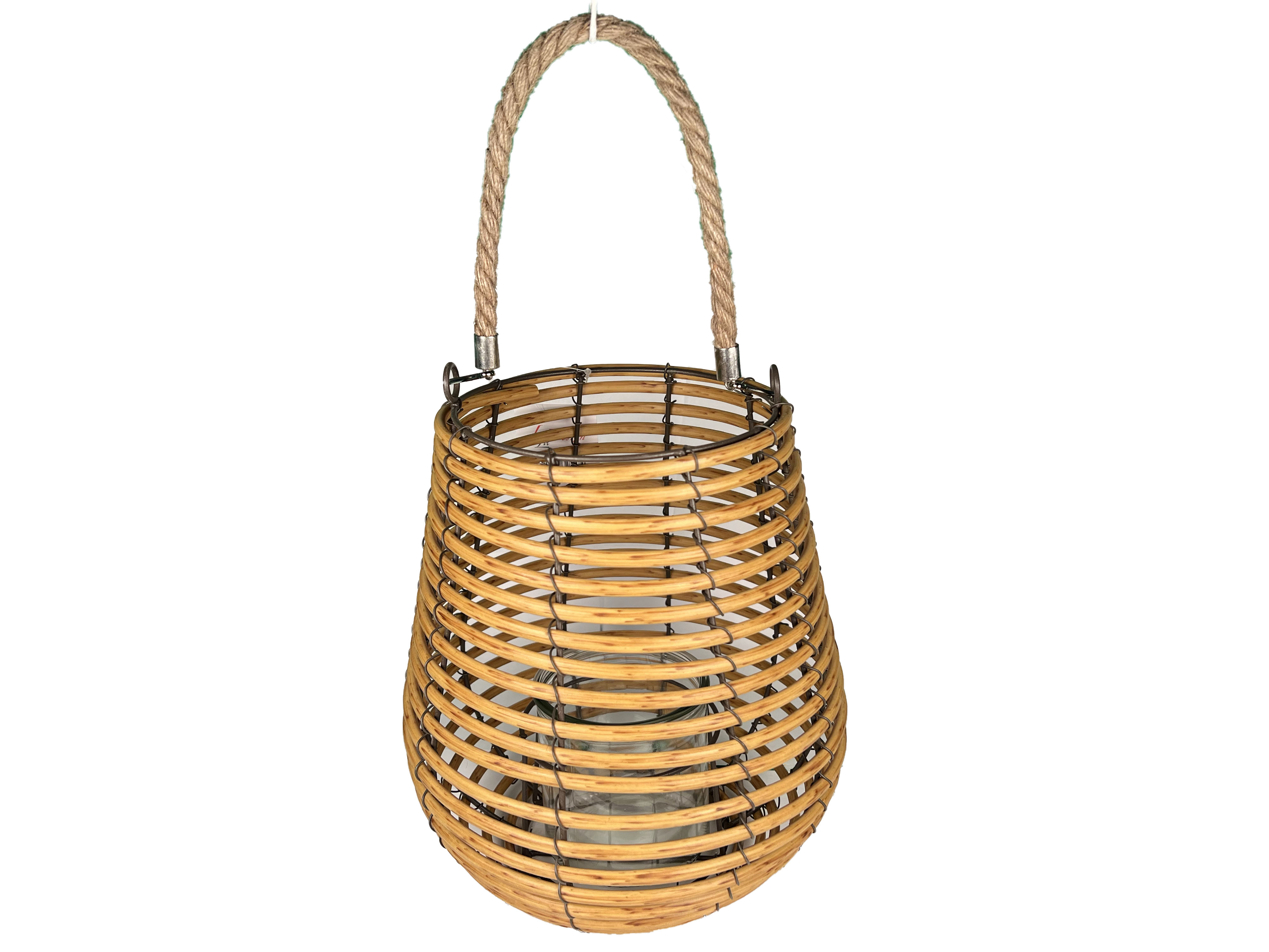 Laterne aus Bambus, mit Glas mit Seil