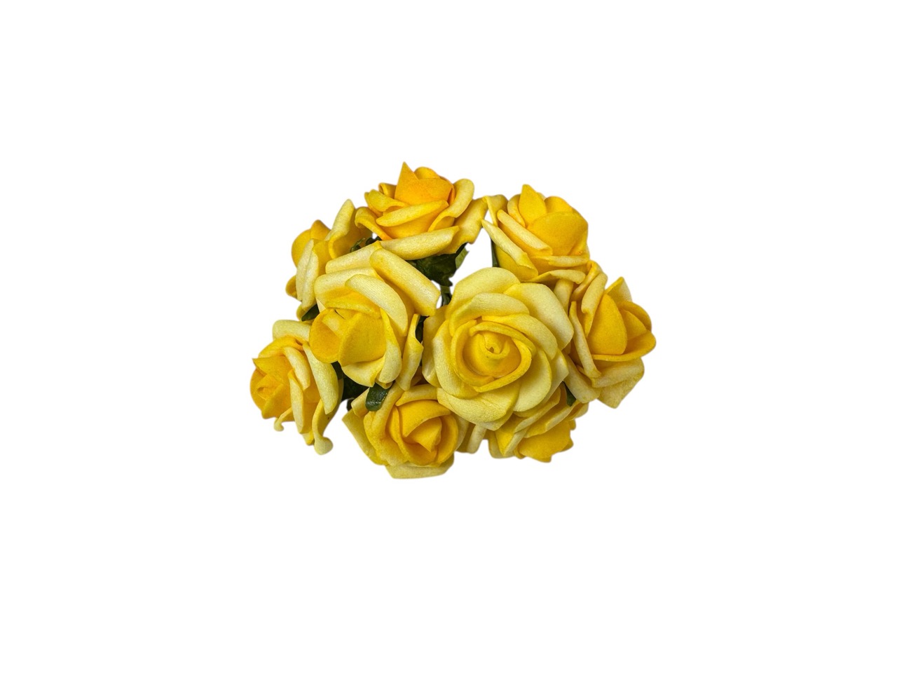 Foamrose Bund x9, gelb / Bund a 9 Stk., D2cm, L12cm, Beutel mit 6 Bünde