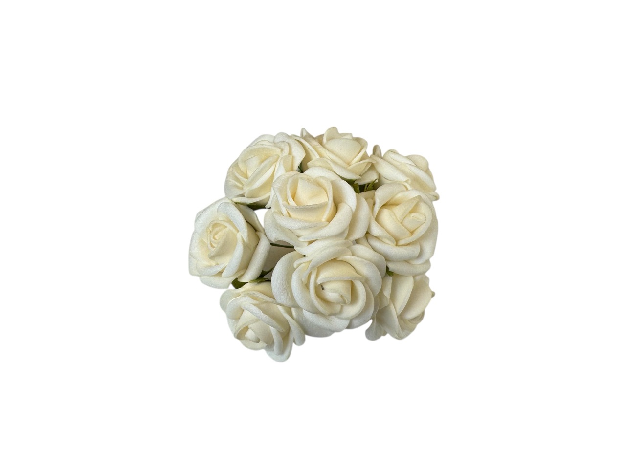 Foamrose Bund x9, creme / Bund a 9 Stk., D2cm, L12cm, Beutel mit 6 Bünde